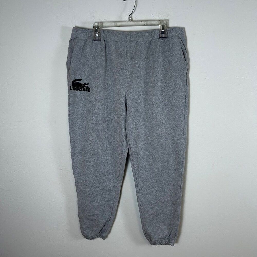 Lacoste Loungewear Sweatpants Mens XXL Gray Cotton Blend Joggers Fleece Pants